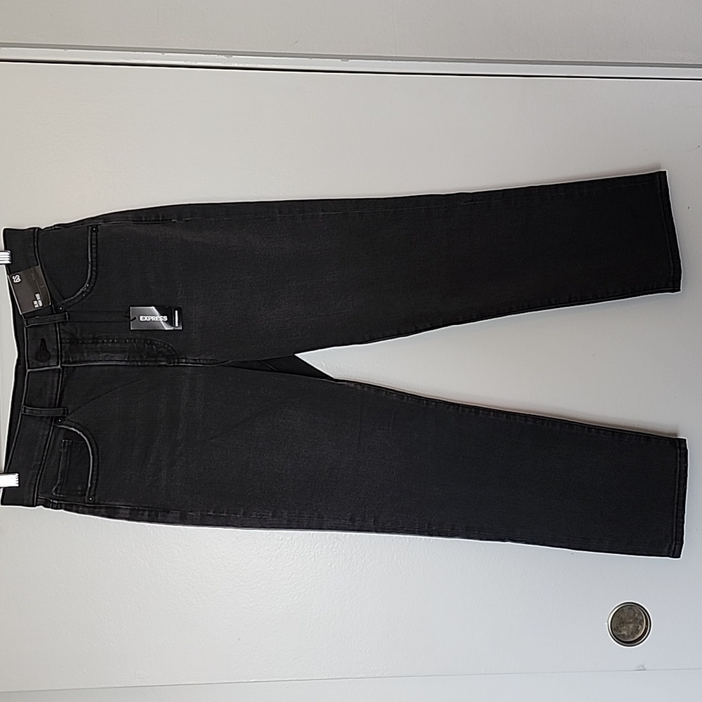Express Slim High Waist Black Washed Jean Size 6 Short NWT